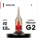 Cartouches Legend Premium G2 (2e génération) - Round Liners - #12 (0,35mm) - 20/Boîte