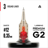 Cartouches Legend Premium G2 (2e génération) - Round Liners - #12 (0,35mm) - 20/Boîte