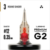 Cartouches Legend Premium G2 (2e génération) - Round Shaders - #12 (0,35 mm) - 20/Boîte
